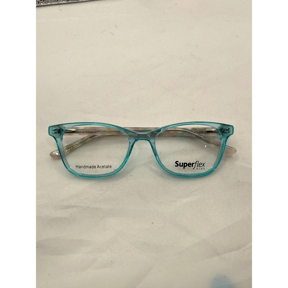 Superflex Kids Eyeglasses Turquoise Acetate Frame SFK-267 S404 47-16-130